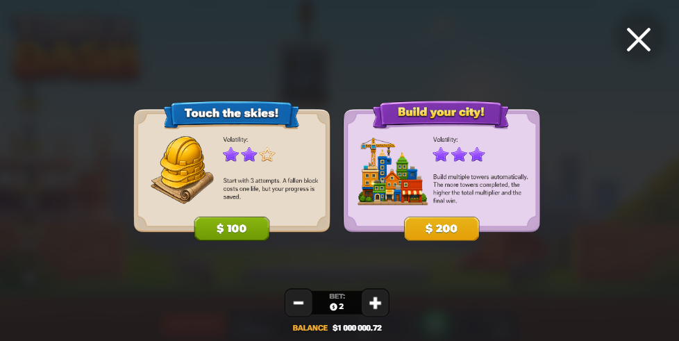Bonus Buy Touch the skies e Build your city di Tower Dash