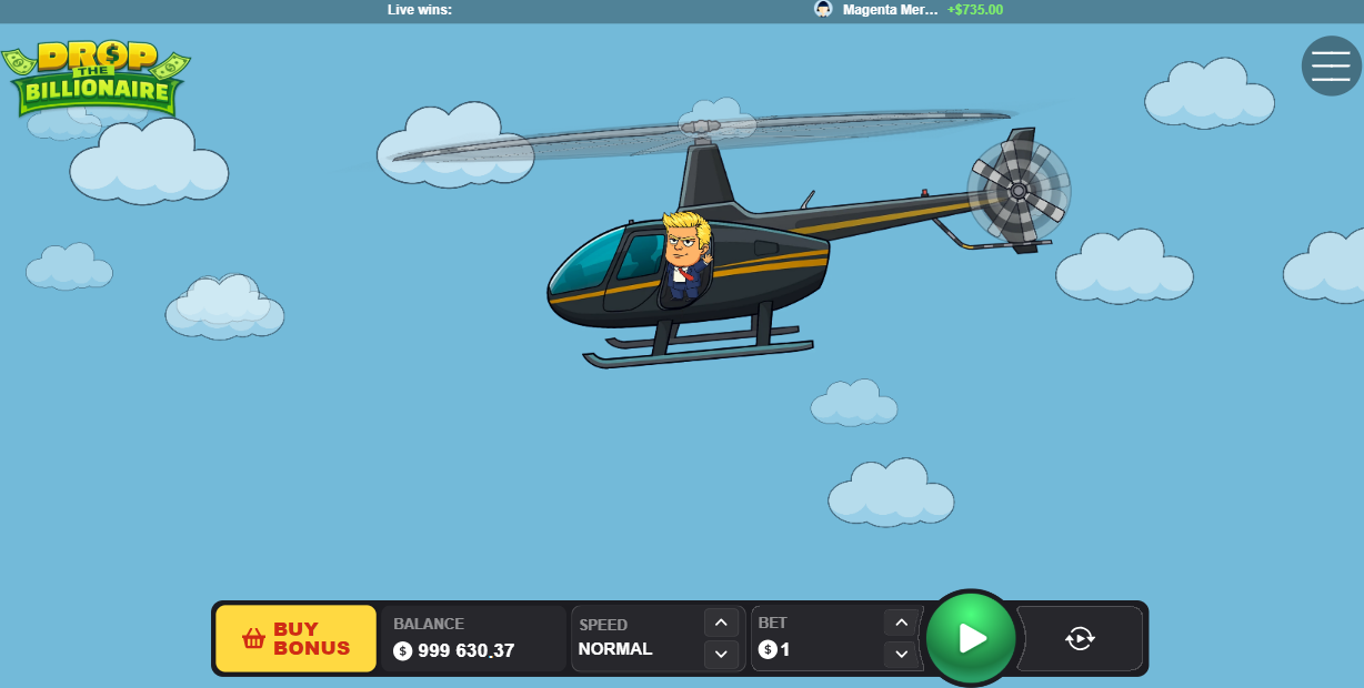 Elicottero all'avvio del round di Drop The Billionaire