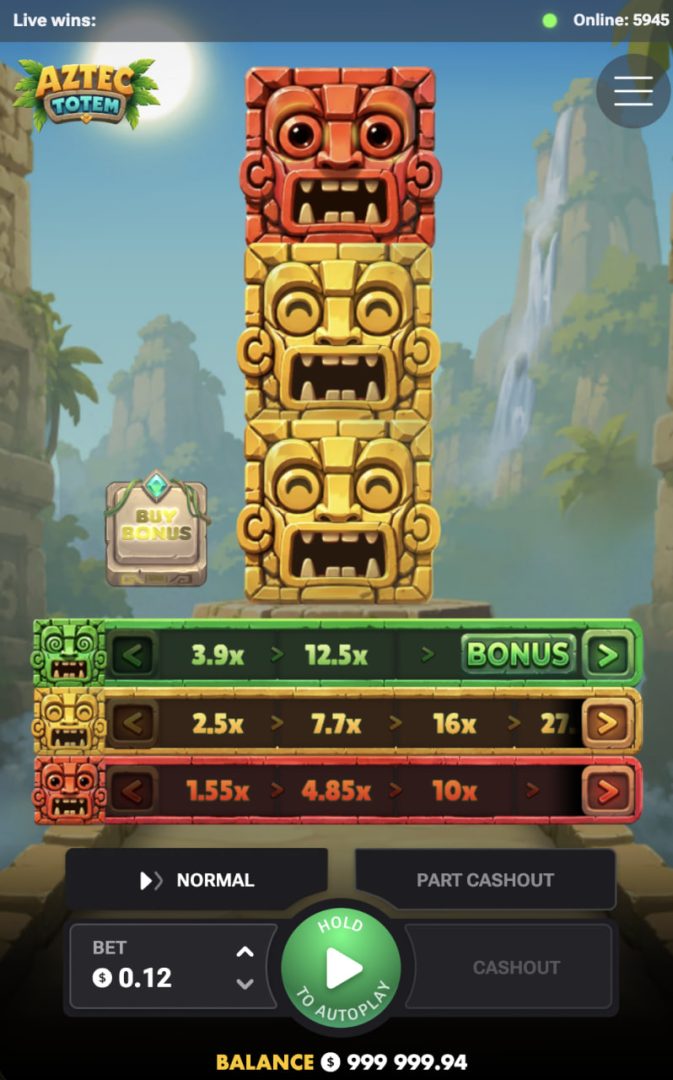 Interfaccia verticale di Aztec Totem su smartphone